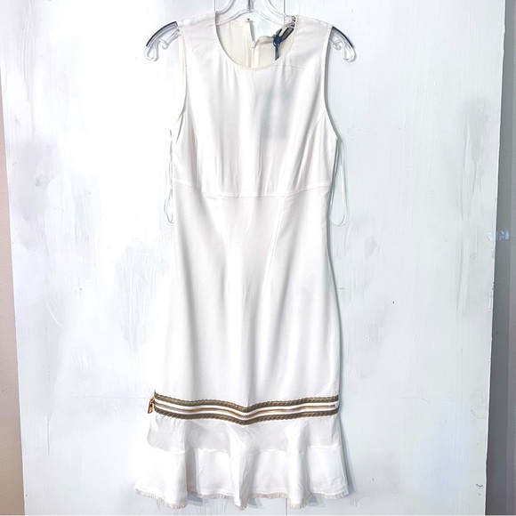 $1650 Roberto Cavalli Ivory & Gold Woven Dress 38 - Picture 2 of 16